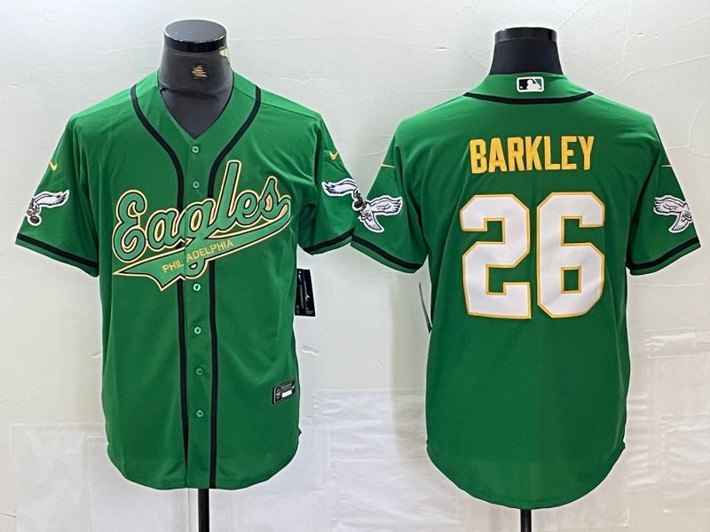 Men Philadelphia Eagles #26 Barkley Green 2024 Nike Co branded NFL Jersey style 4